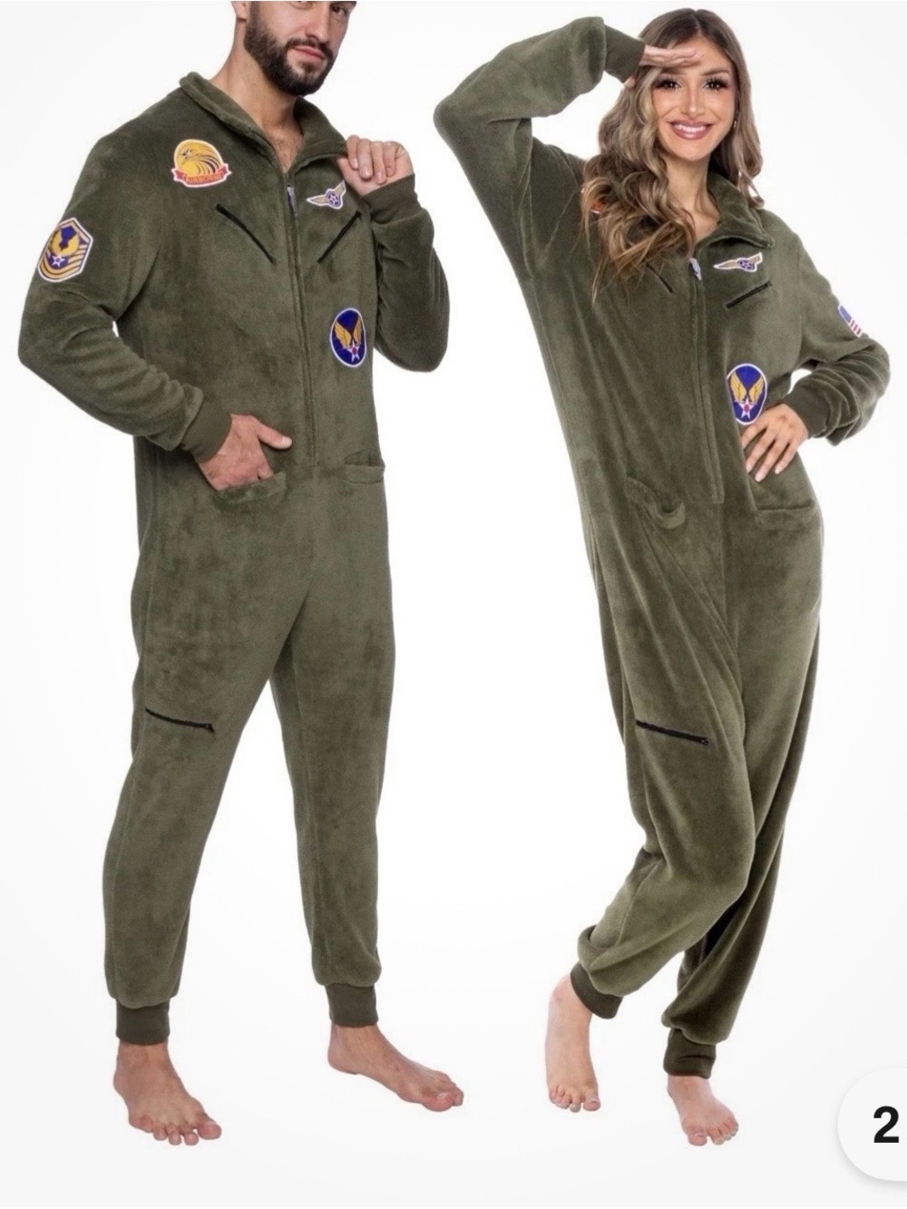 Olive Green Adult’s Unisex Military Themed One-Piece Pajama or Costume Top Gun